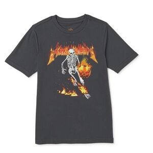 Boy's Celebrate Halloween Tee Skeleton with Flaming Pumpkin & Fire*